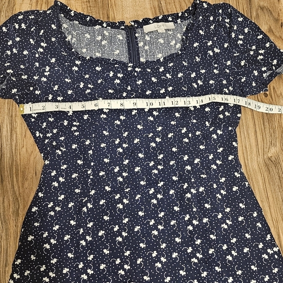 LOFT Blue Flutter Sleeve V-Neck Sundress - Picture 5 of 6